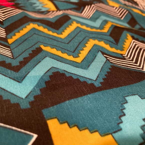 Allen B. Sleeveless Geometric Print Teal Gold Mustard Magenta Top Blouse Large - Picture 8 of 10